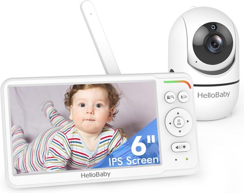 HelloBaby Baby Monitor - 6" IPS Screen, 30-Hour Battery, No WiFi, Night Vision, 1000ft Range | Ideal for Moms & Pets