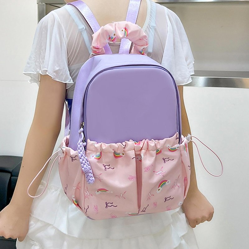 Yitengteng Ballet Backpack Rainbow Prints,Ittle Girls Ballerina Bag,Adorable Pink Kids Backpack for Kindergarten or Primary School (Purple)