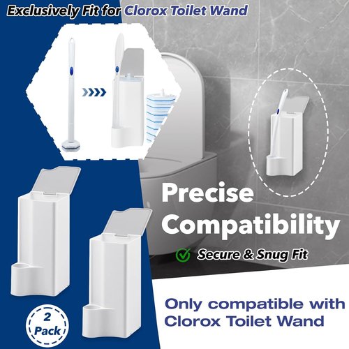 Clorox Toilet Holder - Space-Saving Wall-Mount & Free-Standing Storage | 2-Pack for Disposable Scrubbing Pads