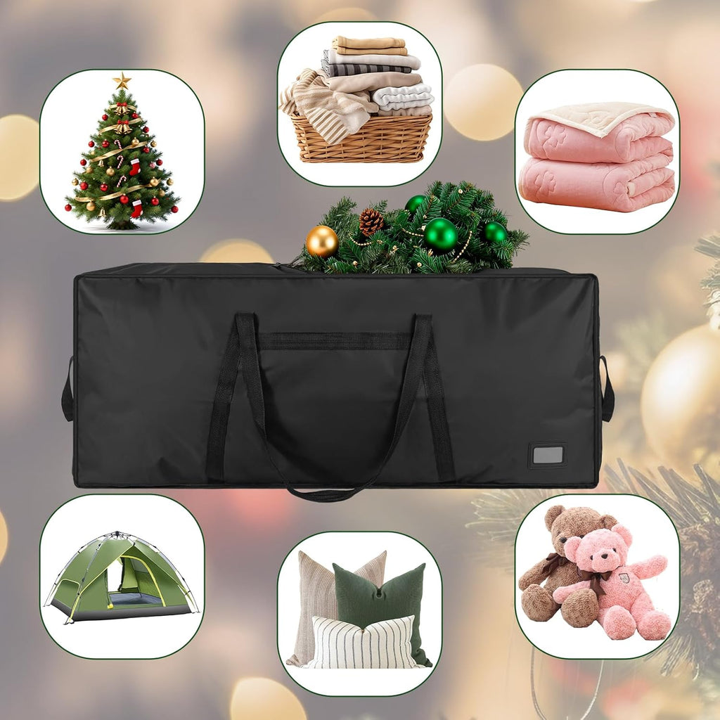 Skiennix Heavy-Duty Christmas Tree Storage Bag - Large Capacity with Reinforced Handles & Dual Zippers | Fits 3FT-4.5FT Trees, Black