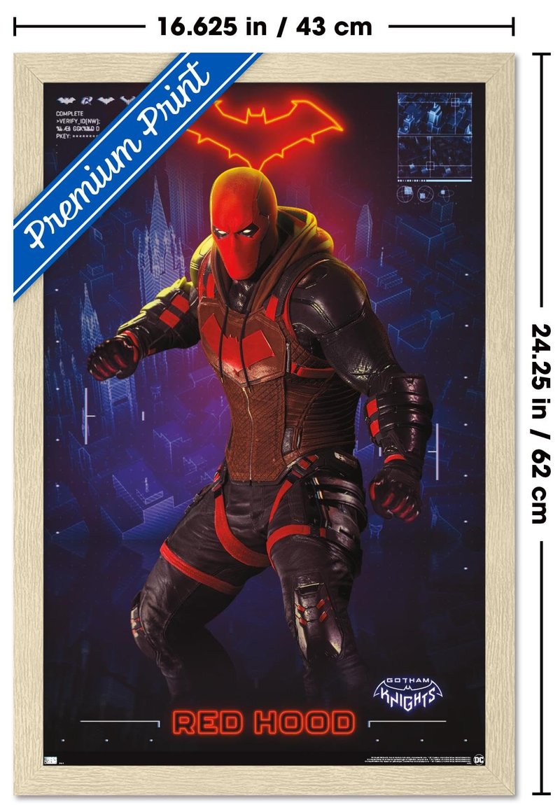 DC Comics Video Game Gotham Knights - Red Hood Wall Poster, 22.4L" x 14.7W", Blonde Framed Version