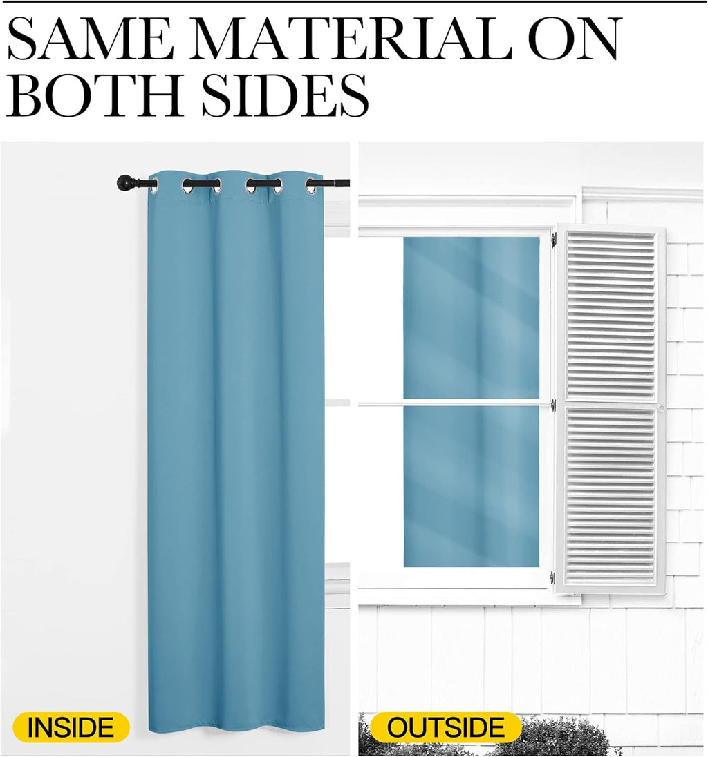NICETOWN Teal Blue Blackout Curtains - 86-Inch Thermal Insulated Drapes for Living Room | 2 Panels, 55" Wide