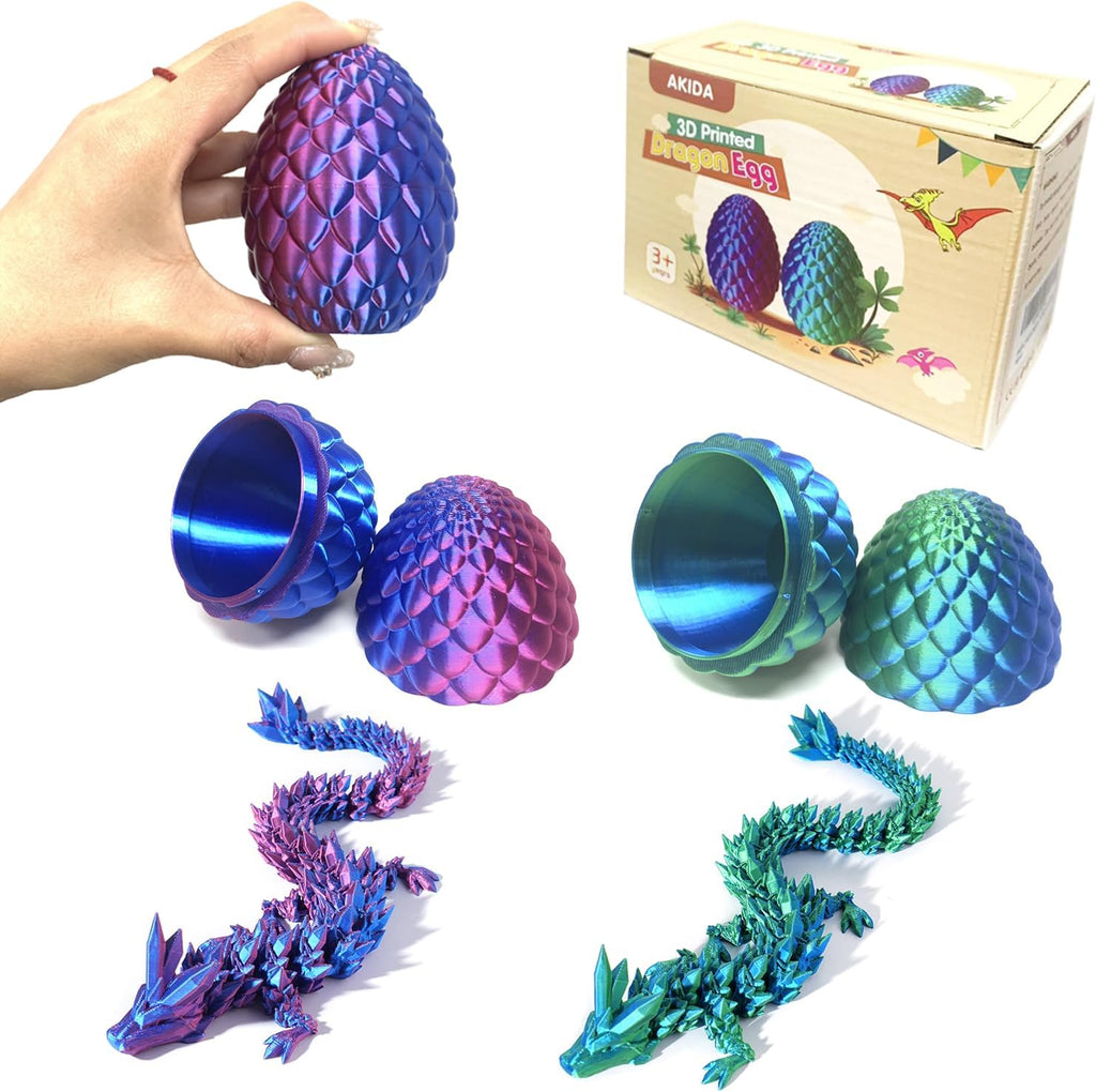 **Dragon Egg Fidget Toy - 3D Printed Mystery Dragon Eggs | 2 Pack for Easter Basket Stuffers**