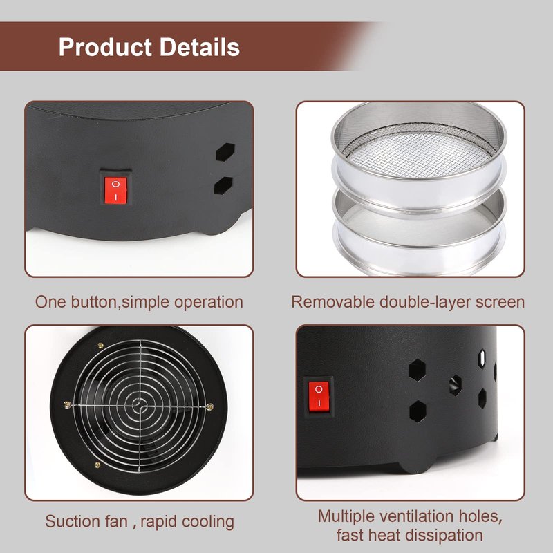 WISSXOER iCosoni Coffee Bean cooler Electric Coffee Roasting Cooling Machine High Capacity 550G Double layer Collect Chaff (350g Black)