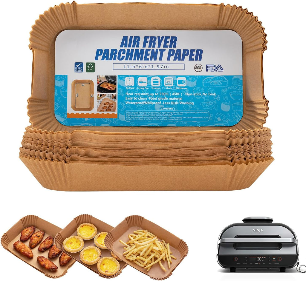 Ninja | Air Fryer Liners - 120 Pcs Disposable Parchment Paper for Foodi Smart XL & FG551 Grill