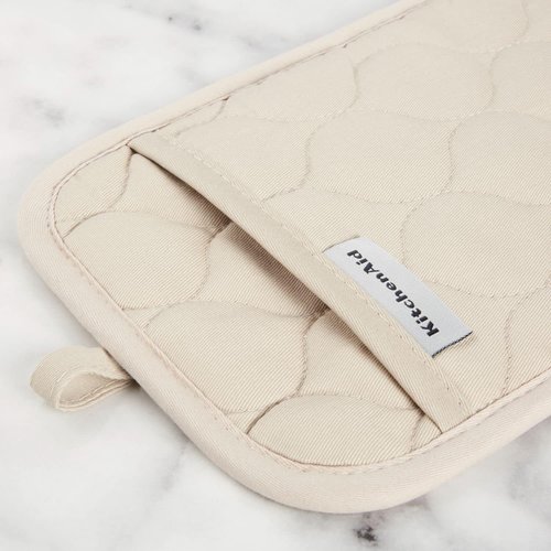 KitchenAid Quilted Cotton Terry Cloth Oven Mitt & Pot Holder Set - Heat Resistant, Silicone Grip | 4-Pack, Milkshake