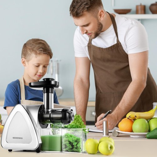 Kedemas Portable Hand Juicer,Juicer Machines with Reverse Function,Low Noise Electric Cold Press Juicer, High Juice Yield,BPA Free 150W,Easy to Clean for Vegetables and Fruits -Silver