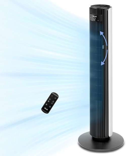 LEVOIT Smart Tower Fan - 42 Inch Bladeless Oscillating Fan with 12 Speeds, Quiet 25dB, Alexa Compatible