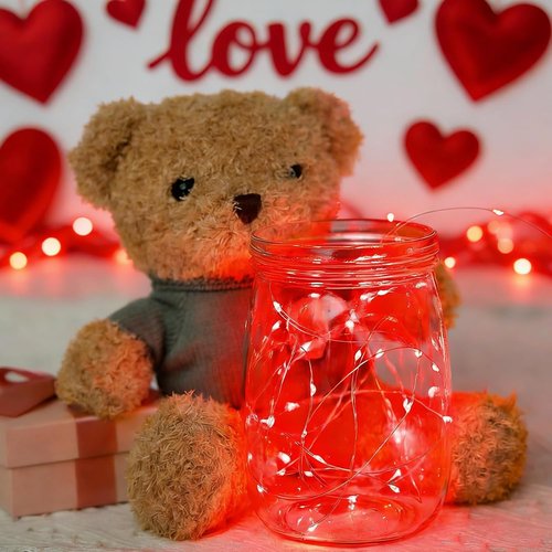 LAMPHOME 6 Pack Red Valentine's Fairy Lights - 20 LED Mini String Lights, Waterproof Silver Wire for DIY Decor