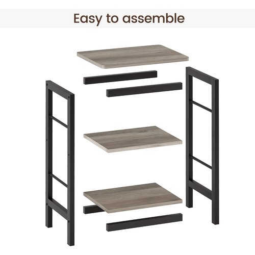 IDEALHOUSE Nightstands - Set of 2 End Tables, 3-Tier Bedside Tables with Sturdy Metal Frame, Space-Saving Nightstand for Bedroom, Living Room, Office