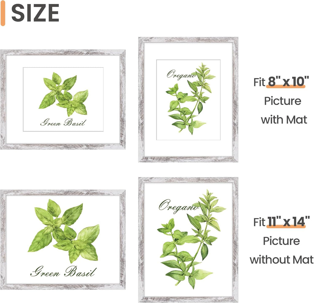 Upsimples 11x14 Picture Frame - Rustic White Wall Hanging Frame for 8x10 or 11x14 Photos | 1 Pack