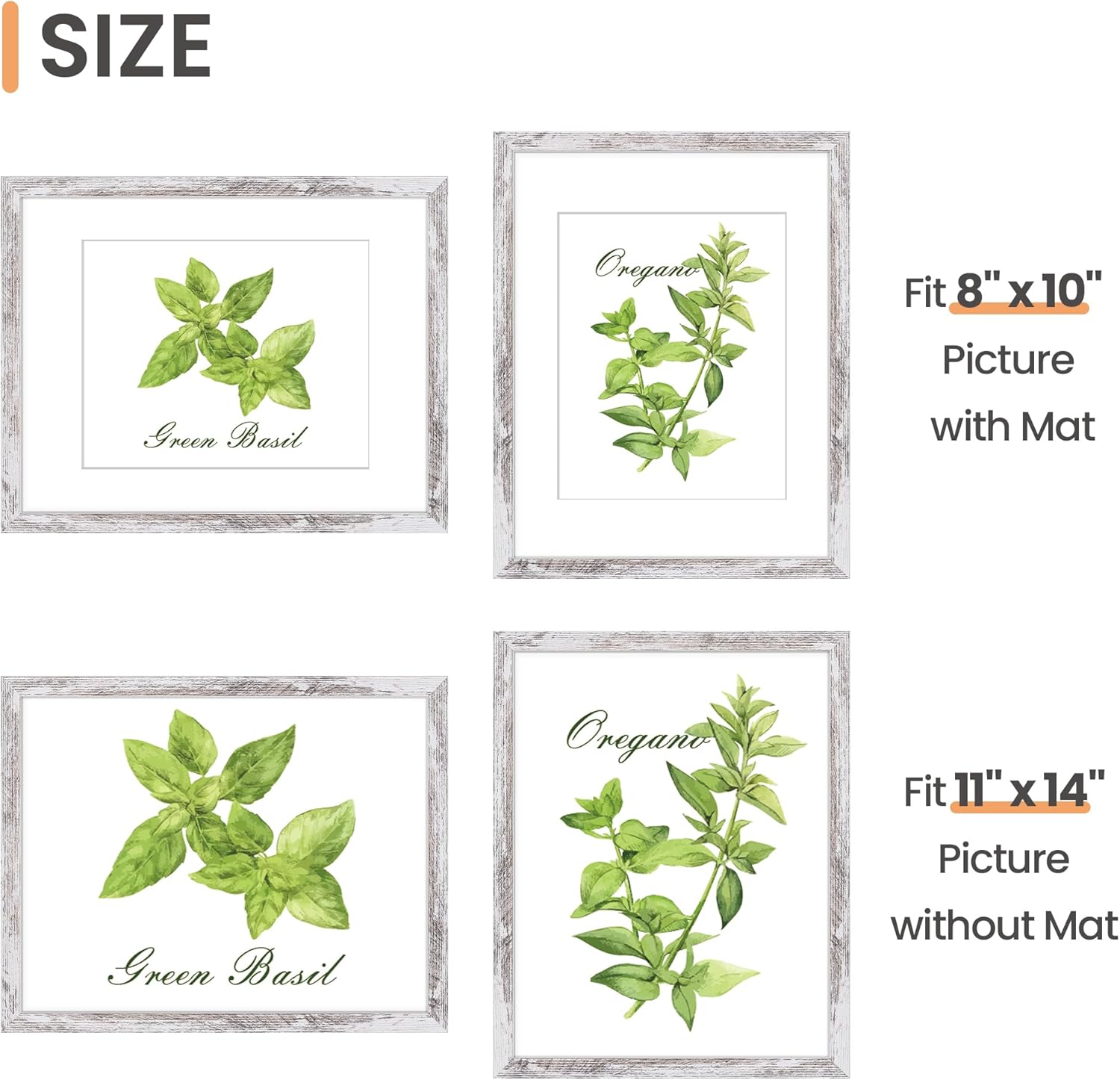 Upsimples 11x14 Picture Frame - Rustic White Wall Hanging Frame for 8x10 or 11x14 Photos | 1 Pack