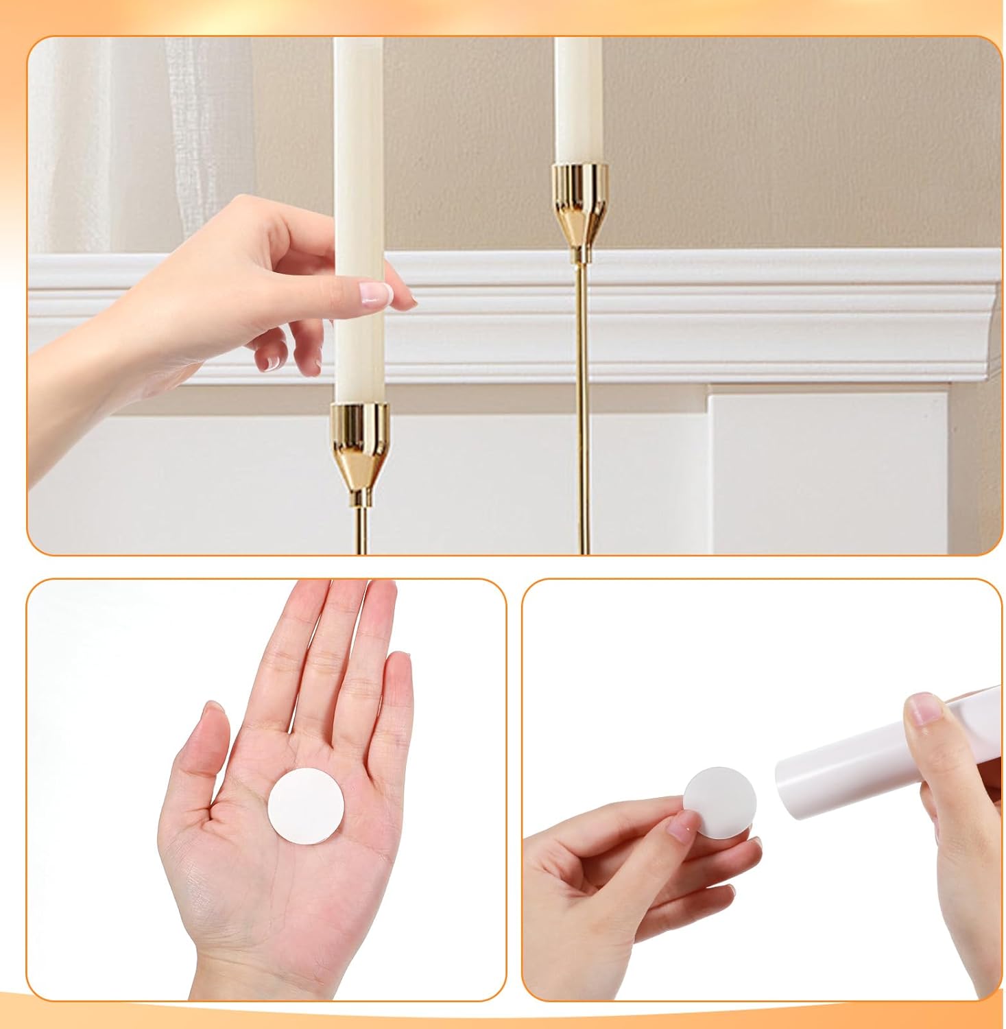 Skiennix Taper Candle Holders - 20 Pcs Adhesive Grips for Secure Snug Fit | Perfect for Weddings & Holidays