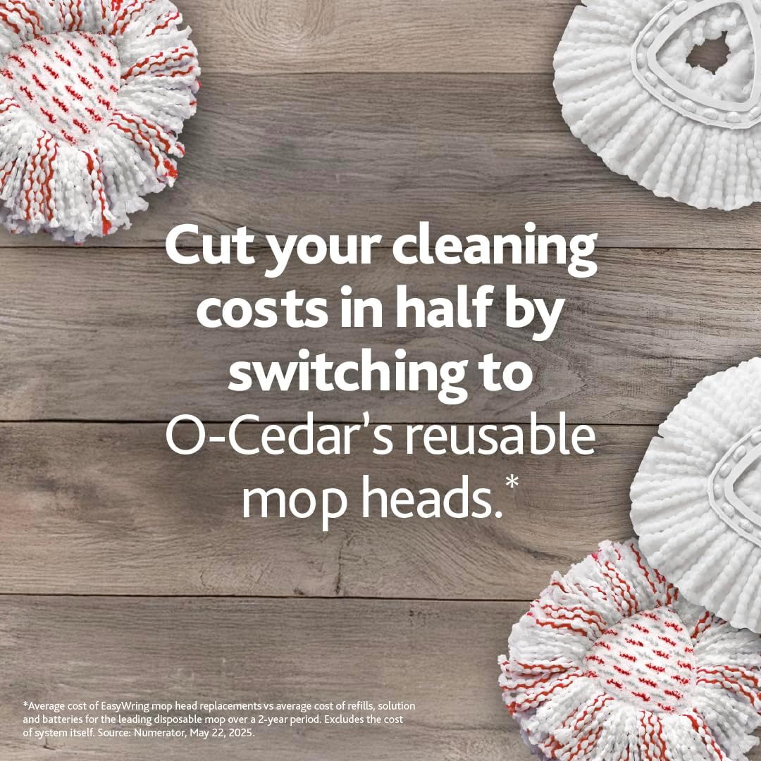 O-Cedar EasyWring Microfiber Spin Mop & Bucket System - Includes 1 Extra Refill, Red/Gray
