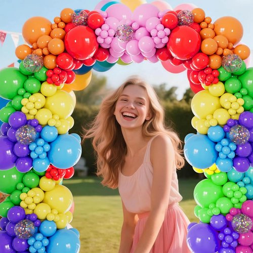 KUULBELA Rainbow Balloons - 110 Pack 12-Inch Assorted Helium Latex Balloons for Birthday & Wedding Parties
