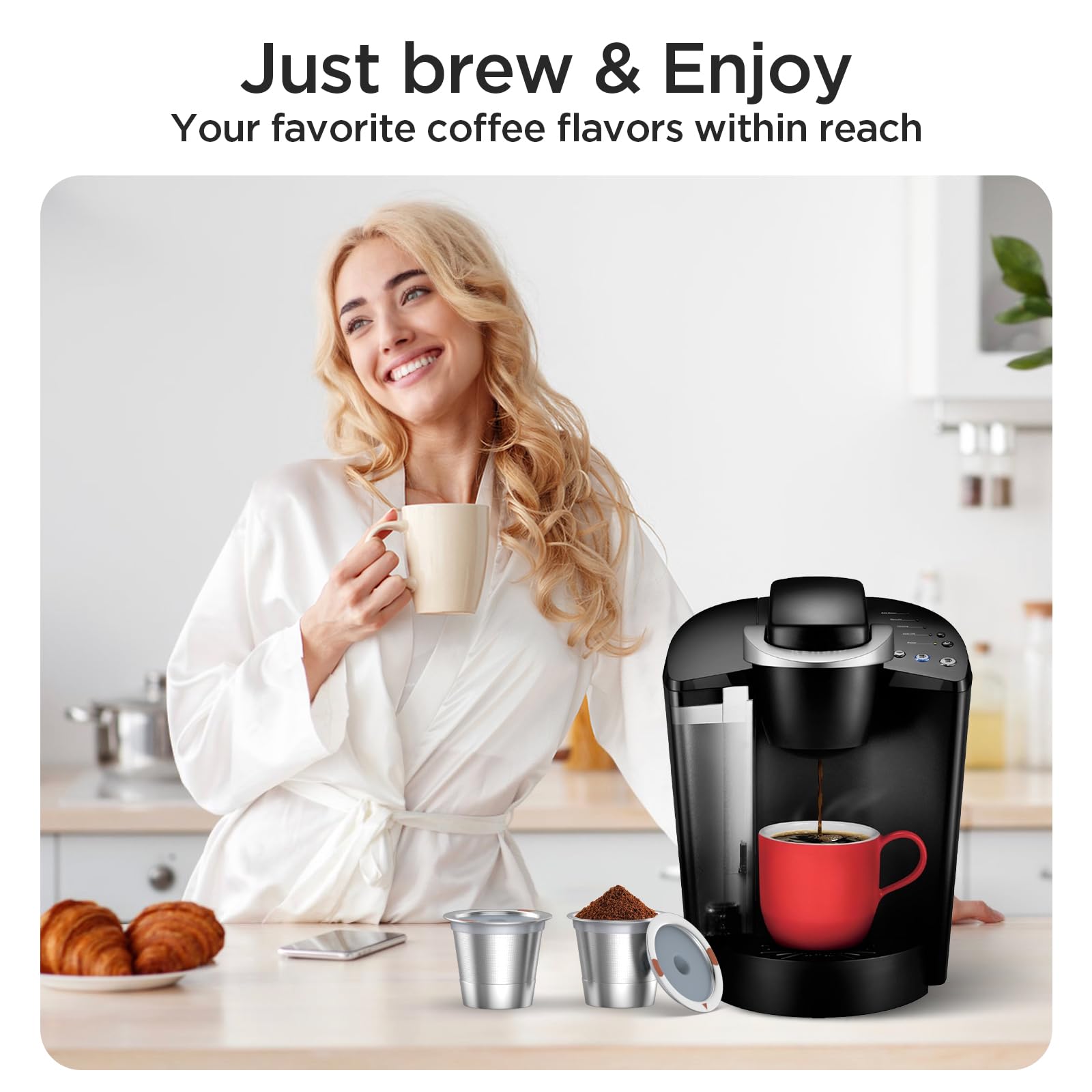 Reusable k Cup Coffee Filters,Universal stainless steel Refillable k Cups Filter Use for Keurig 2.0 and 1.0 Coffee Makers-brewers (3pack)