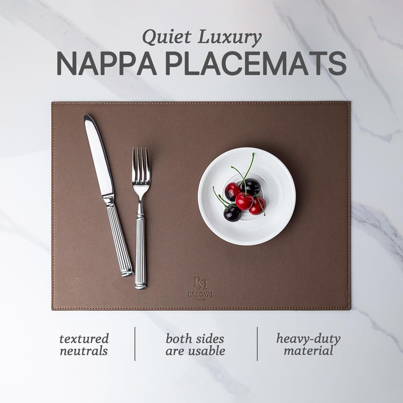 Baroyal Faux Leather Placemats Set of 4 Vinyl Washable Wipeable Table Mats for Kitchen Dining Table Heat Resistant Waterproof Modern Indoor/Outdoor Placemats Non-Slip Easy Clean Place Mats (Chocolat)