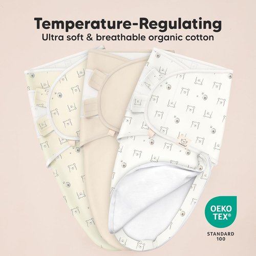 Bumble Bear Baby Swaddle Sleep Sacks - 3-Pack Zipper Swaddles for Newborns 0-3 Months, Soft & Durable