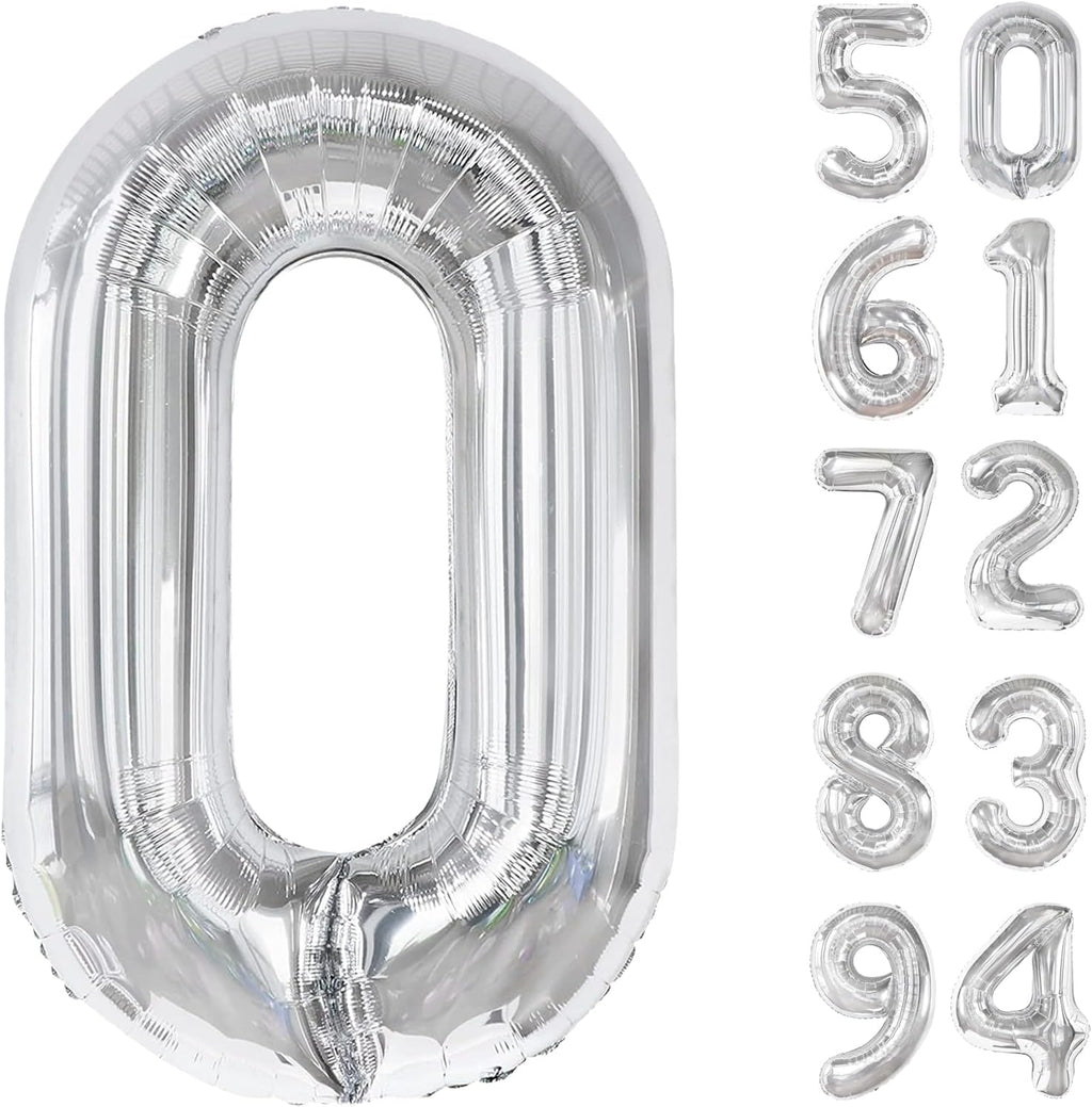 Silver Number Balloon - 40 Inch 0 Balloon | Perfect Birthday Decorations for Men & Women