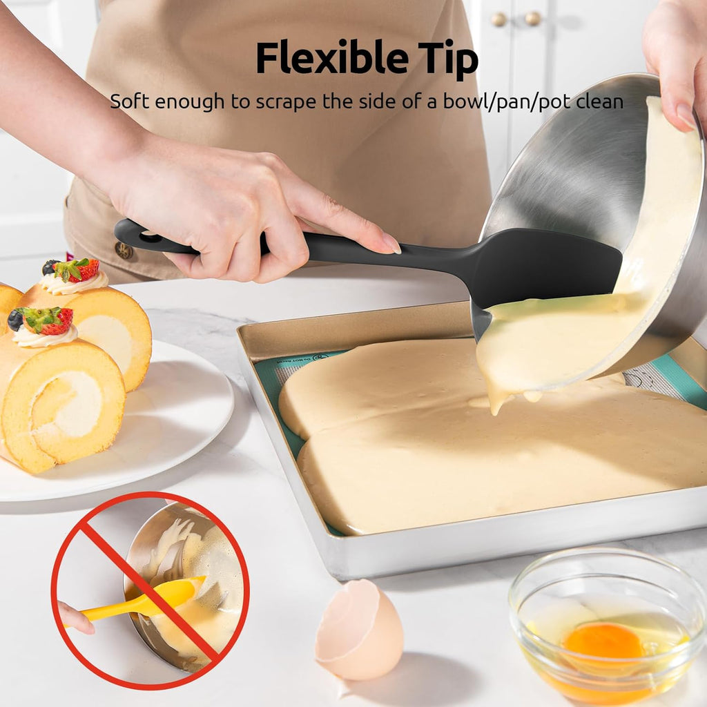 U-Taste Silicone Spatula Set - Heat Resistant Up to 600°F | Durable Black Kitchen Tools