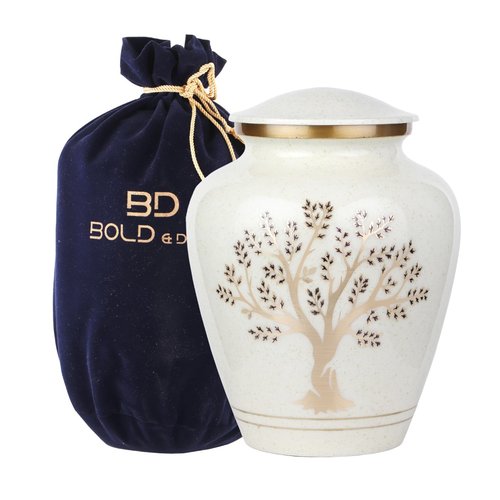 Tree of Life Large Cremation Urn for Human Ashes | 200 Cubic Inches | Decorative Urn for Ashes Adult Female & Male, Funeral Urns - Pearl Marble