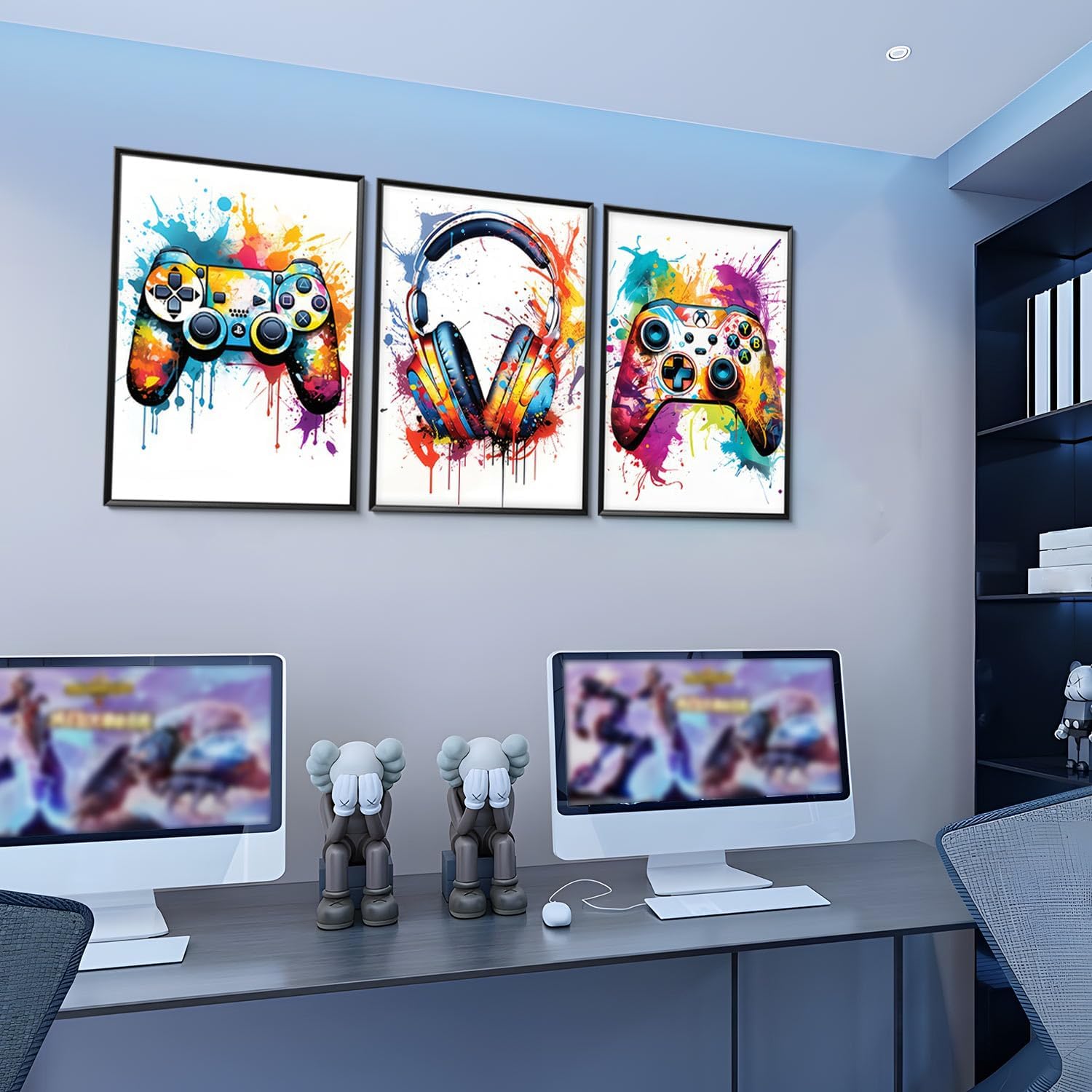 Regine Switzerland Gaming Room Decor - Set of 3 Video Game Canvas Prints | 16x24in Unframed Graffiti Art for Teen Boys