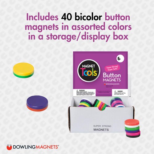 Dowling Magnets Button Magnet Display (40 Pieces)