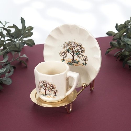 Bard's Ornate Shiny Gold-toned Cup and Saucer Stand, 3" H x 2.75" W x 4" D, Pack of 2