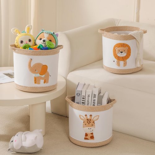 Tidelit Toy Basket for Baby Laundry Hamper Blanket Baskets Cute Giraffe Nursery Hampers Toy Storage Basket, Woven Cotton Rope Nursery Organization Bins For Girls Boys Kids Newborn Gifts Baskets