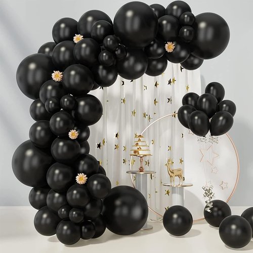 EMART 100pcs Black Balloons - 12 Inch Latex Helium Quality for Birthday, Wedding & Party Decor