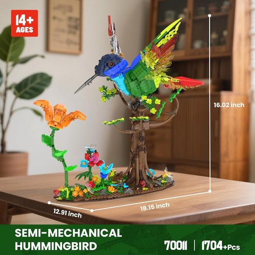 **JMBricklayer Hummingbird Building Set - LED Light Model Kit for Adults | Creative Home Décor Gift for Ages 14+**