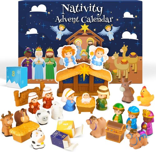 COOLTUNE Nativity Advent Calendar 2023 - Christmas Story Playset for Kids | 25-Piece Scene Set for Ages 1-6