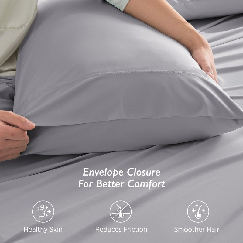 Breescape Cooling Pillow Cases Standard/Queen Size - BlendTek™ Dry & Cool Technology for Hot Sleepers and Night Sweats, Soft & Smooth Pillowcases for Hair & Skin Care, Set of 2, 20" x 30", Misty Gray