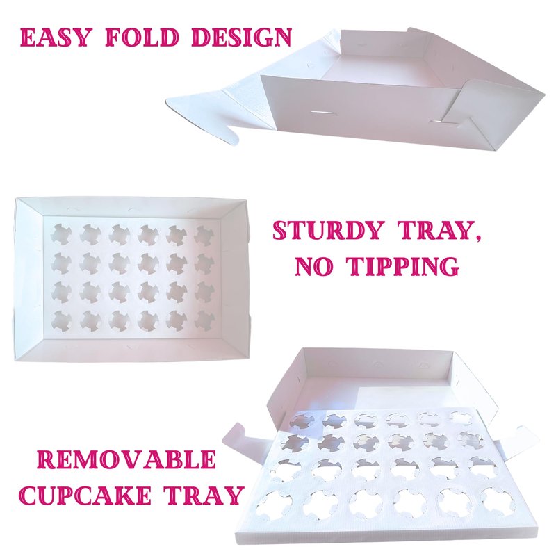 SEROJA 10 Pack Cupcake Boxes 24 Count with Lid - Stackable Cupcake Carrier for 240 Cupcakes, Sturdy Disposable Containers for Mini and Standard Cupcakes, Muffins & Pastries （20.1x13.8x4 Inch）