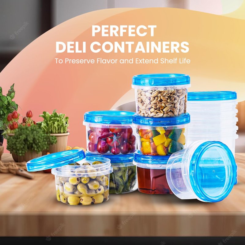 RFAQK 24 PCS Freezer Storage Containers with Lids-12 Plastic 16 oz Deli Containers with 12 Screw Lids-Freezer Containers for Soup with Twist Top Lids-Reusable Plastic Box for Lunch, Gym, Travel