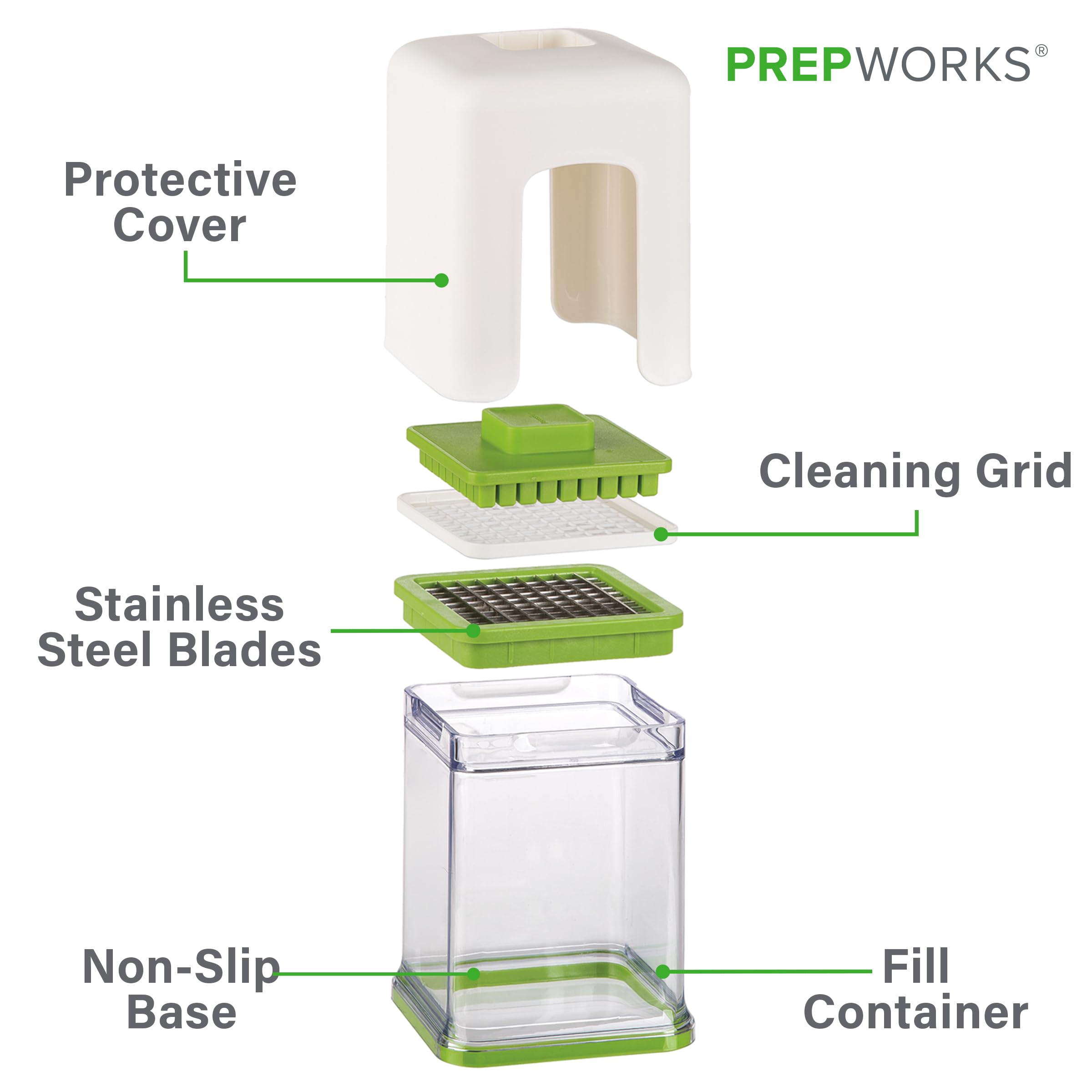 PrepWorks Tower Fry Cutter – Heavy-Duty Potato Cutter for Perfect Fries, Easy-to-Use, Stainless Steel Blades, BPA-Free