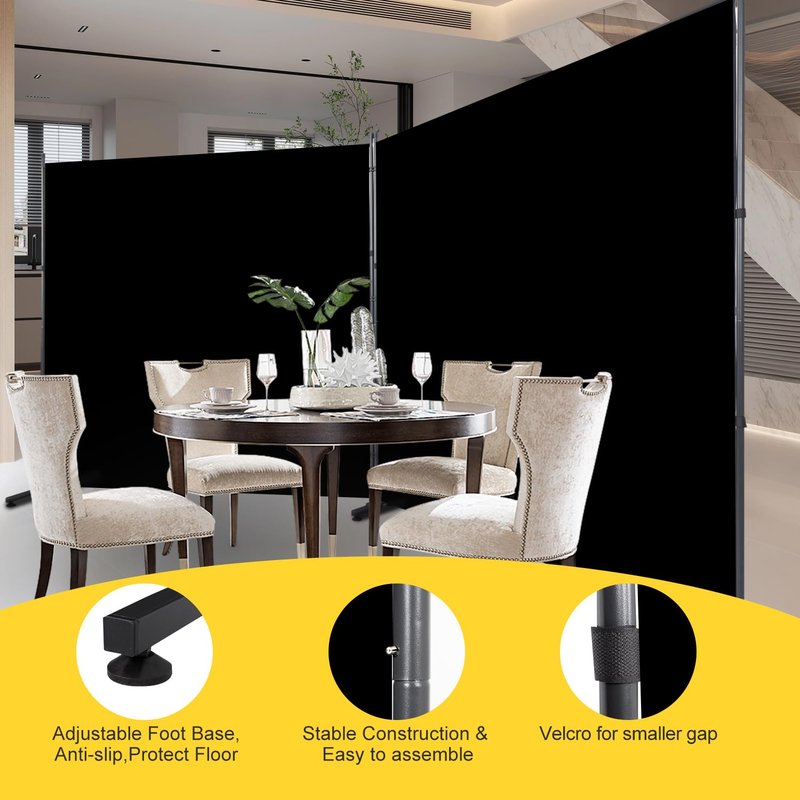 Room Divider 6FT 2 Panel Privacy Screen, 142'' Wide Fabric Indoor Room Divider Wall Divider for Room Separation, Portable Room Partitions and Dividers Freestanding Temporary Wall Room Separators