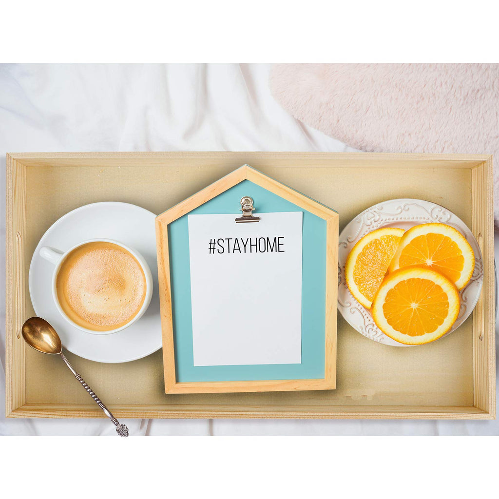 Aodaer 7 Pieces Wooden Trays, Wooden Nested Serving Trays, Rectangular Shape Serving Tray with Handles for Kitchen Party Dinner Snacks