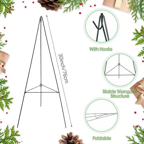 Christmas Wreath Stand by 2Pcs - Durable Wire Easel Holder for Cemetery & Outdoor Use | 30-Inch