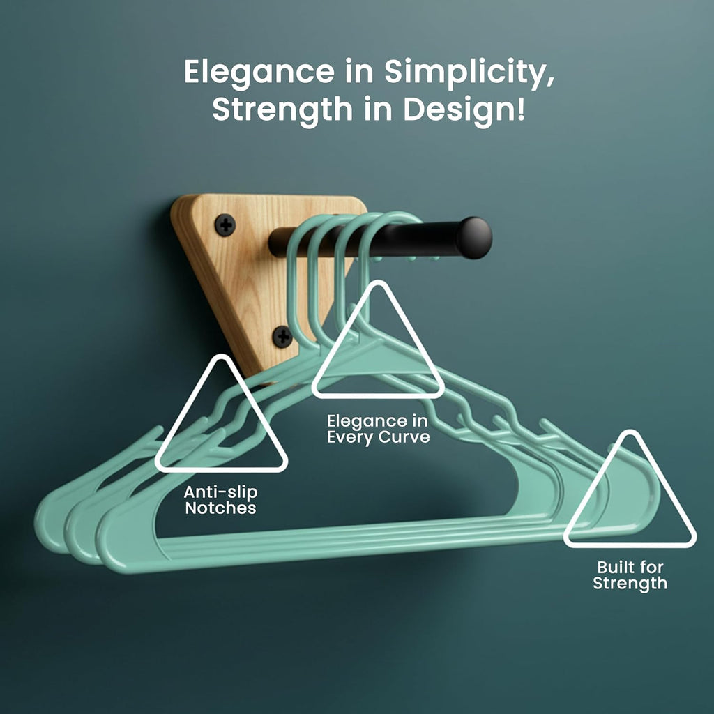 Utopia Home Plastic Hangers - Space-Saving Clothes Hangers with Built-In Strap Hooks | 50 Pack in Aqua