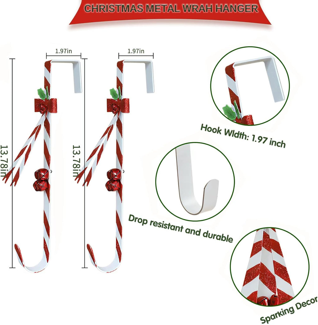 Regine Switzerland 2-Pack Wreath Hangers - Durable Metal Over-The-Door Design for Christmas Decor