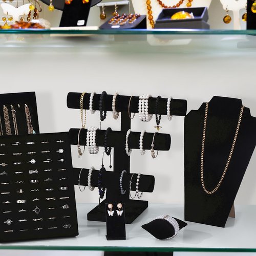Fingertip WD 20 Pcs Black Velvet Jewelry Display Sets, Necklace Bracelet Holder Jewelry Bust Holder Stand Ring Display Stand for Selling Craft Showcase Organizer