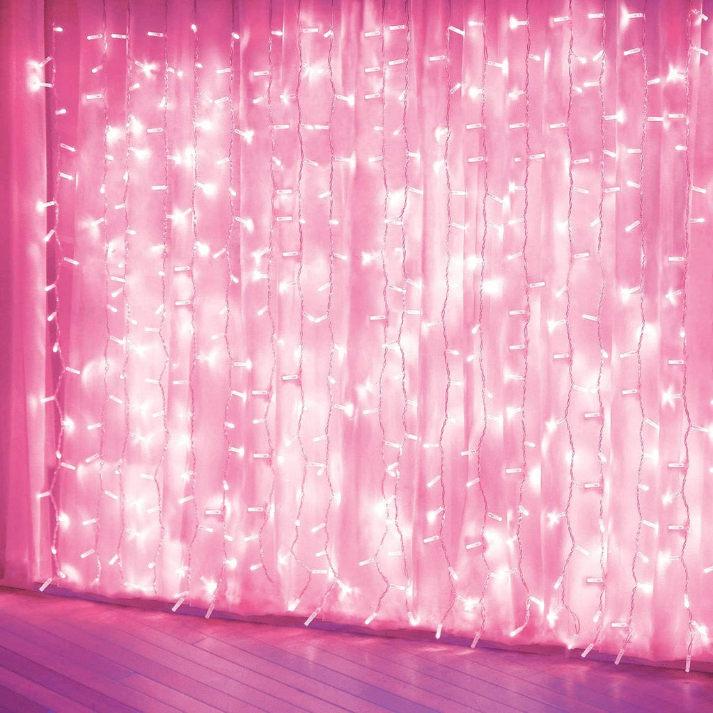 Skiennix Curtain Lights - 8 Modes LED String Lights for Pink Room Decor | Perfect for Parties & Valentine's Day