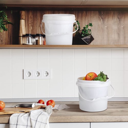 Gerrii 10 Pack White Plastic Bucket with Handle and Lid Food Storage Bucket Containers All Purpose Pail for Multipurpose Paint Water Art Crafts Projects Garage Organization (White,1 Gallon)