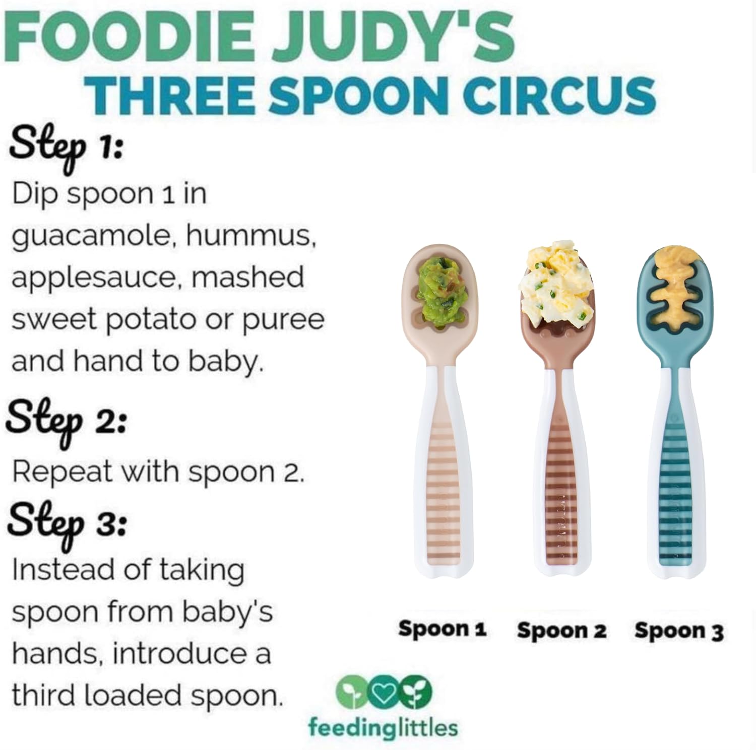 NumNum Baby Spoons Set - Silicone Pre-Spoon GOOtensils for Baby Led Weaning | 3-Pack, BPA-Free, Neutrals