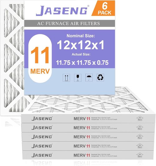 MERV 11 Air Filters by [Brand Name] - 12x12x1 HVAC Replacement Filters | 6 Pack, High Efficiency Filtering