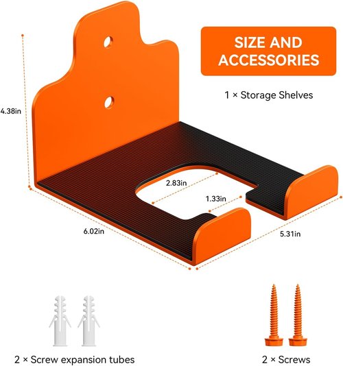 JNIHEEP Garage Organizer - Wall-Mounted Trimmer Rack for Garden Tools | 2-Pack in Orange