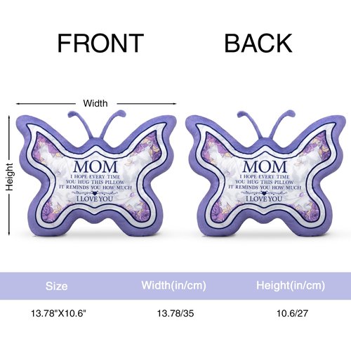 Flpoxzd Mom Gifts from Daughter Son, Gifts for Mom, Mothers Birthday Gifts, I Love You Mother Butterfly Pillow, Purple Butterfly Mama Decorative Throw Pillow, 13.78"x10.6"