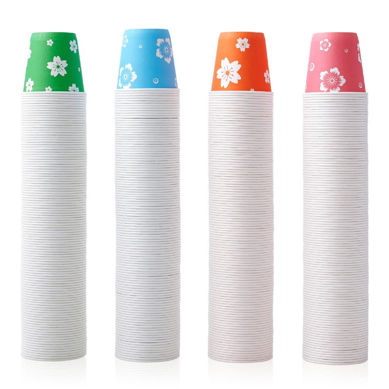 LITOPAK 400 Pack 3 oz Disposable Bathroom Cups, Colorful Small Disposable Paper Cups for Parties, Picnics, Barbecues, Travel and Events