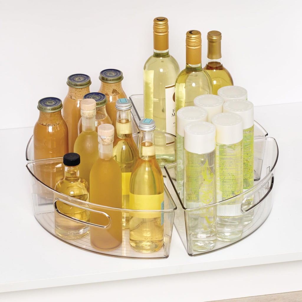 iDesign Plastic Lazy Susan Cabinet Storage Bin, 1/4 Wedge Container for Kitchen, Pantry, Counter, BPA-Free, 12.75" x 7.5" x 4.25", Set of 4, Clear